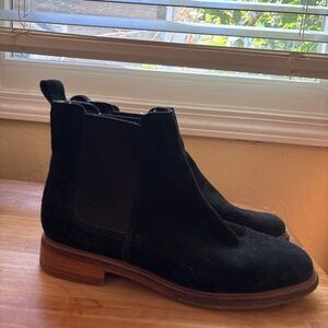 Clarks Black Suede Chelsea Ankle Boots